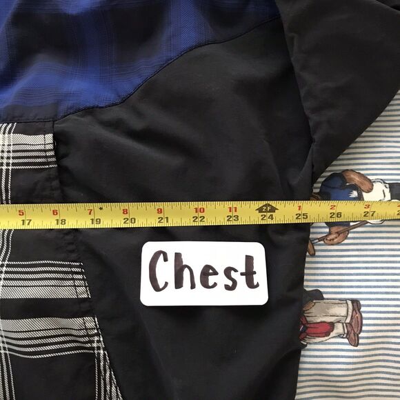 PacSun Blue Black Plaid Windbreaker Pullover Jacket Lightweight Long Sleeve L - Picture 6 of 8